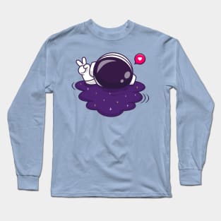 Cute Astronaut Drowning in Space Cartoon Long Sleeve T-Shirt